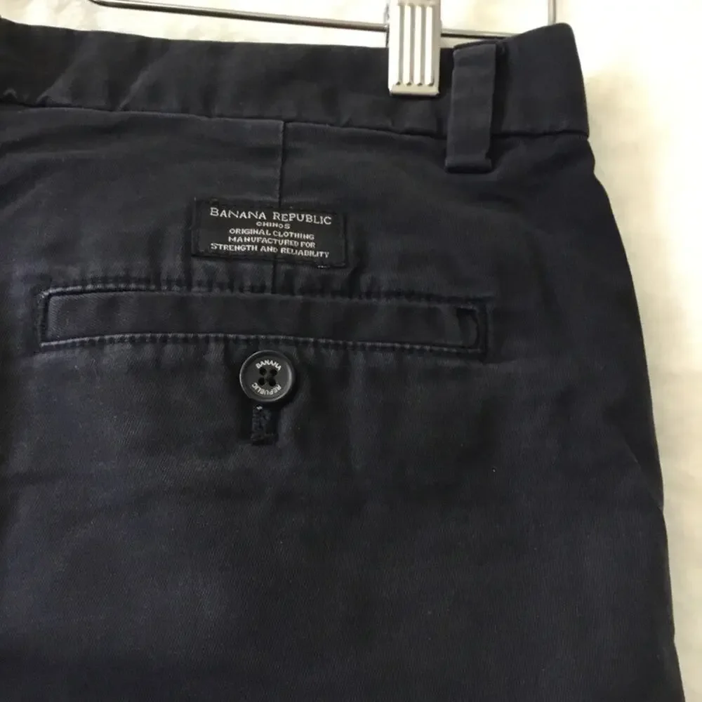 Banana Republic Black Men's Flat Front Aiden Strength Chinos